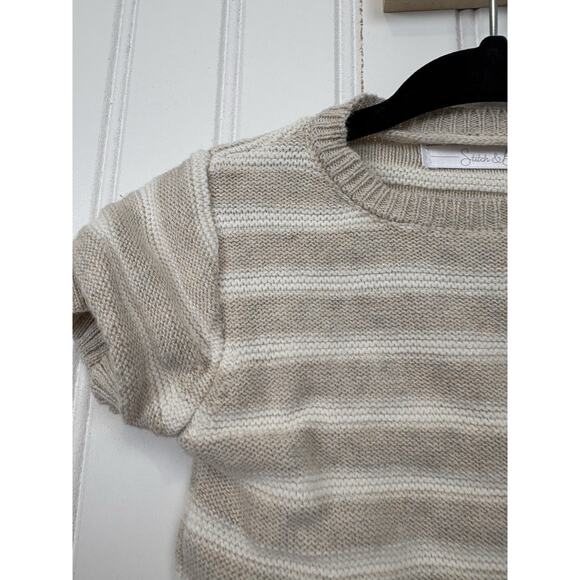 Stitch & Bean Baby Boy 2 Piece Beige Striped Knit Short Set Size 3-6 Months #162 - Picture 5 of 16
